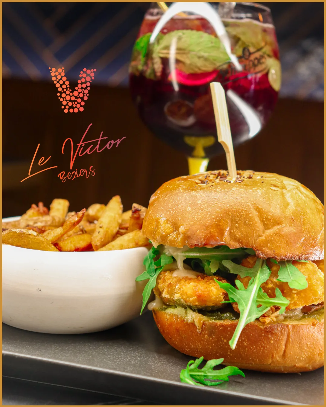 Burger et cocktail — visuel réseaux sociaux
