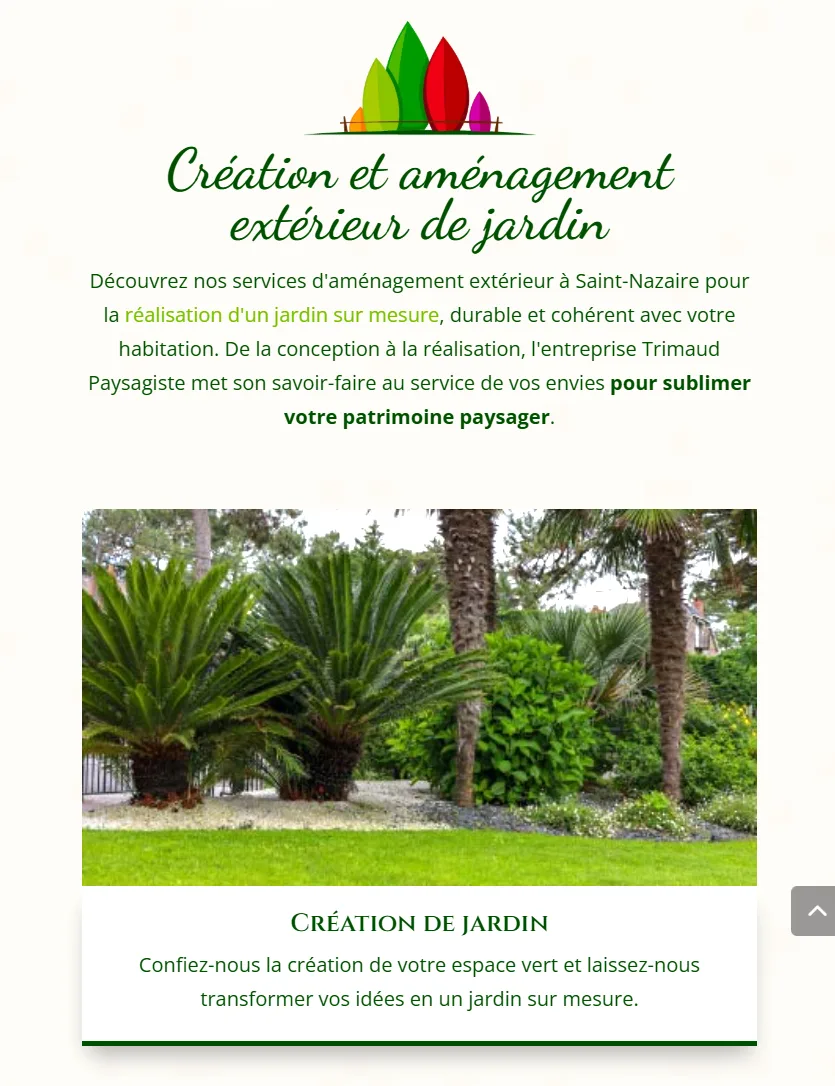 Site Trimaud Paysagiste — version mobile